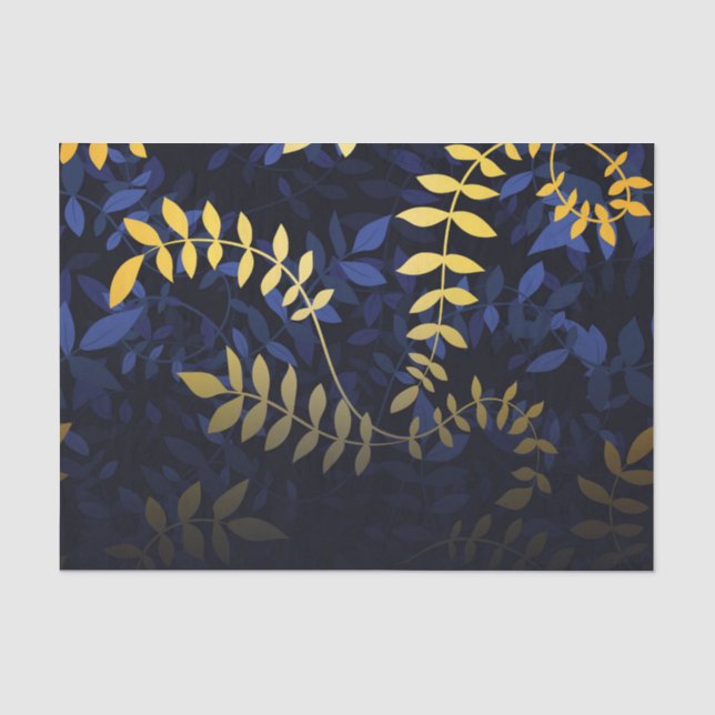 Blaue und goldene Blätter Seidenpapier (Vorderseite)