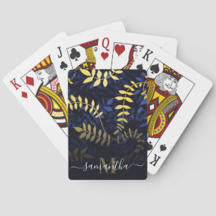 Blaue und goldene Blätter Spielkarten