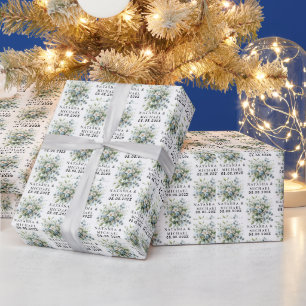 Blaue und goldene elegante florale rustikale Wasse Geschenkpapier