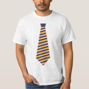 Blaue und goldene falsche Krawatte T-Shirt