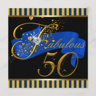Blaue und goldene fantastische 50. Geburtstagsfeie Einladung