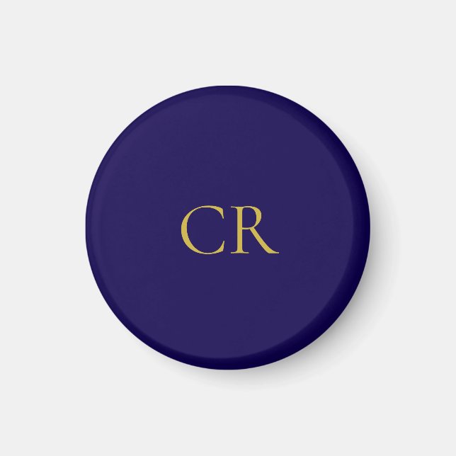 Blaue und goldene Farbmonogramm moderne Minimalist Magnet (Vorne)