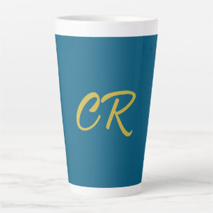 Blaue und goldene Farbmonogramm-Moderne Minimalist Milchtasse
