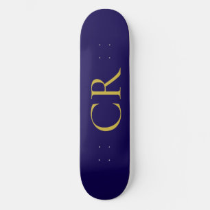 Blaue und goldene Farbmonogramm-Moderne Minimalist Skateboard