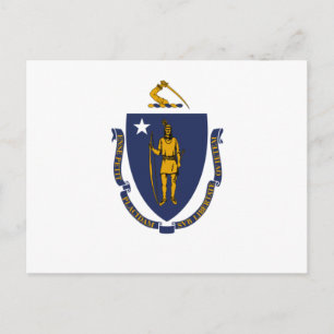 Blaue und goldene Flagge von Massachusetts Postkarte