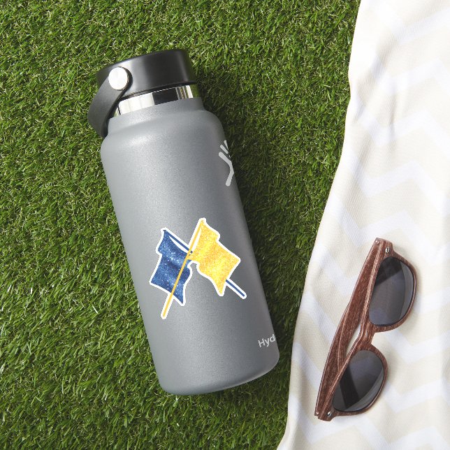 Blaue und goldene Flaggen Aufkleber (HydroFlask Insitu)