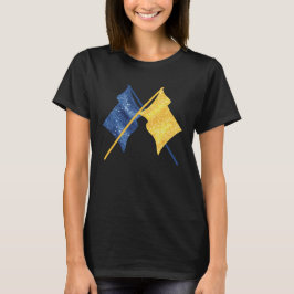 Blaue und goldene Flaggen T-Shirt