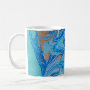 Blaue und goldene flüssige Textur Kaffeetasse