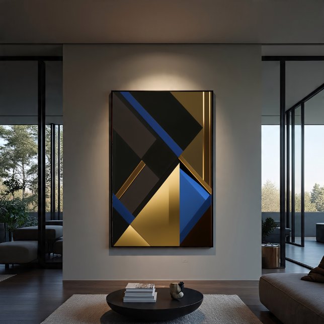 Blaue und goldene Geometrie Leinwanddruck (Von Creator hochgeladen)