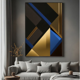 Blaue und goldene Geometrie Poster