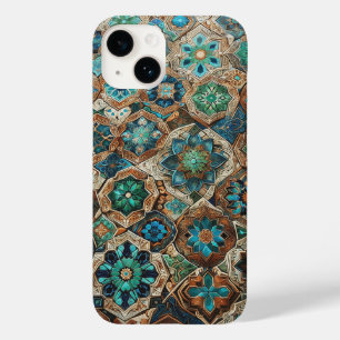 Blaue und goldene geometrische Kachel-Handyhülle S Case-Mate iPhone 14 Hülle