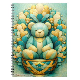 Blaue und goldene geometrische Teddybär-Kunst Notizblock