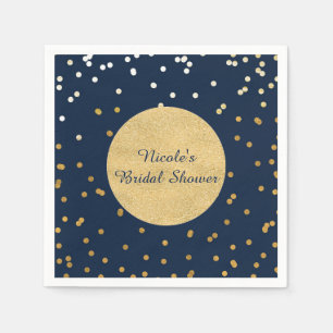 Blaue und goldene glänzende Konfetti-Punkte chic m Serviette