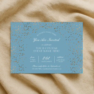 Blaue und goldene Glitter-Gala-Dinner-Veranstaltun Einladung