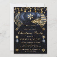 Blaue und goldene Glitter-Kugeln Weihnachtsfeier