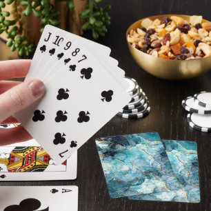 Blaue und goldene glitzernde Murmel Spielkarten
