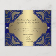 Blaue und goldene Hochzeits-RSVP
