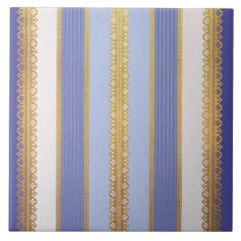 Blaue und goldene Keramikfliese