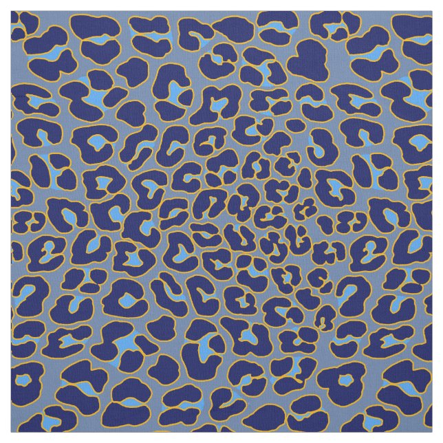 Blaue und goldene Leoparden Stoff (Muster)