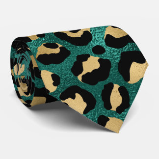 Blaue und goldene Leopardenoptik Krawatte