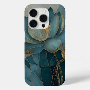 Blaue und goldene Lotosblume Geometrische Linienku Case-Mate iPhone Hülle
