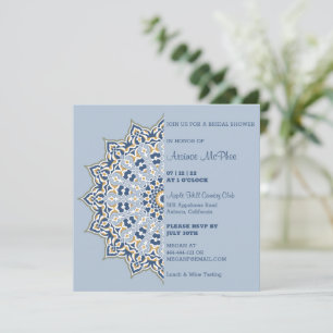 Blaue und goldene Mandala-Hochzeitsduscheinladung Einladung