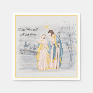 Blaue und goldene Maria, Josef und Jesus-Feiertag  Serviette