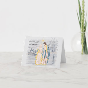 Blaue und goldene Maria, Josef und Jesus Feiertagskarte