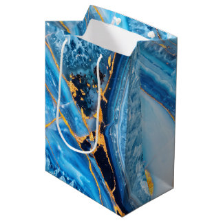 Blaue und goldene Marmor Mittlere Geschenktüte