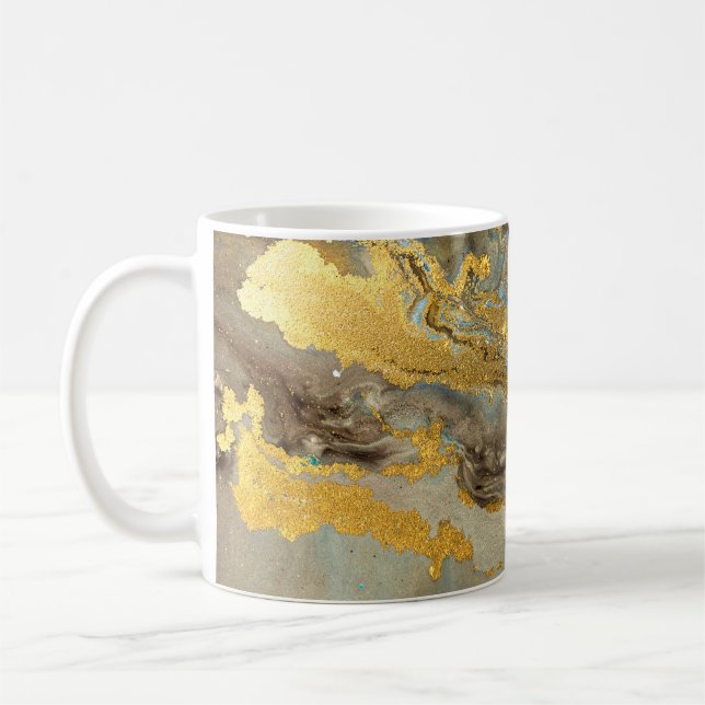 Blaue und goldene Marmormuster Kaffeetasse (Links)