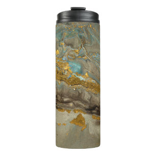 Blaue und goldene Marmormuster Thermosbecher