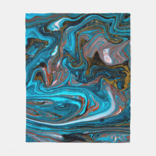 Blaue und goldene Marmorstruktur. Goldmarmor liqu Fleecedecke
