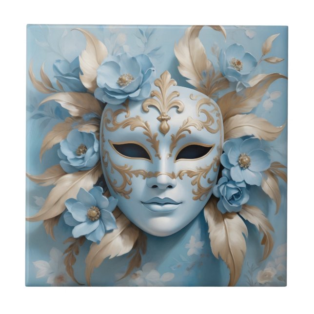 Blaue und goldene Maske Fliese (Vorderseite)