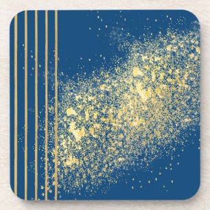 Blaue und goldene metallische Hartplastik-Unterlag Getränkeuntersetzer