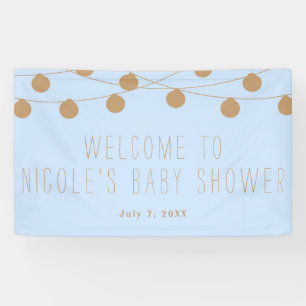 Blaue und goldene moderne Lichterkette Baby Shower Banner