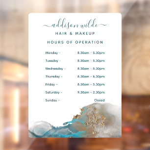 Blaue und goldene moderne Wasserfarben-Tinte Gesch Fensteraufkleber