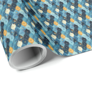 Blaue und goldene Muster Geburtstagsgeschenkpapier Geschenkpapier