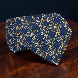 Blaue und goldene Muster Krawatte nach Maß
