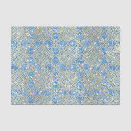 Blaue und goldene Muster Seidenpapier