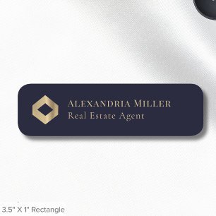 Blaue und goldene Navy-Logo Namensschild