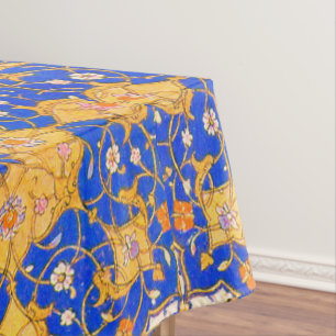 Blaue und goldene Perserschmuck Tischdecke