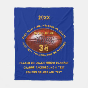 Blaue und goldene personalisierte Fußballdecken Fleecedecke