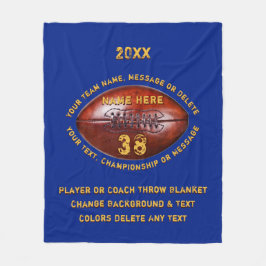 Blaue und goldene Personalisierte Fußballschuhe Fleecedecke