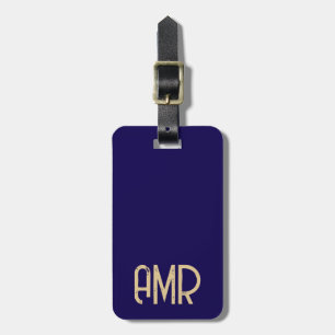 Blaue und goldene personalisierte Monogramm  Gepäckanhänger