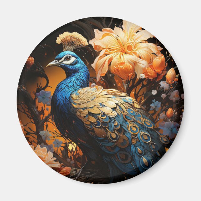 Blaue und goldene Pfauenakademie Magnet (Vorne)
