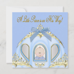 Blaue und goldene Prinz-Baby-Party Einladung