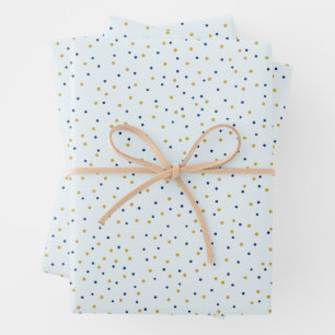 Blaue und goldene Punkte Geschenkpapier Set