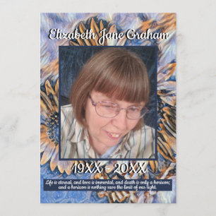 Blaue und goldene Sonnenblumen FOTO Beerdigung Programm