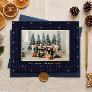 Blaue und goldene Sterntapete Foto Folien Feiertagskarte