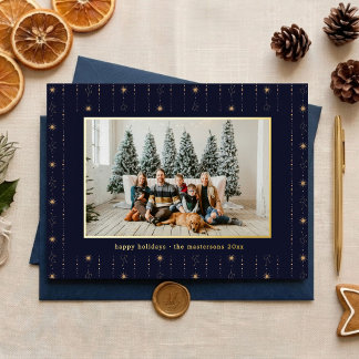 Blaue und goldene Sterntapete Foto Folien Feiertagskarte